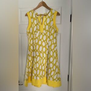 Yellow and White Sleeveless Patterned Dress